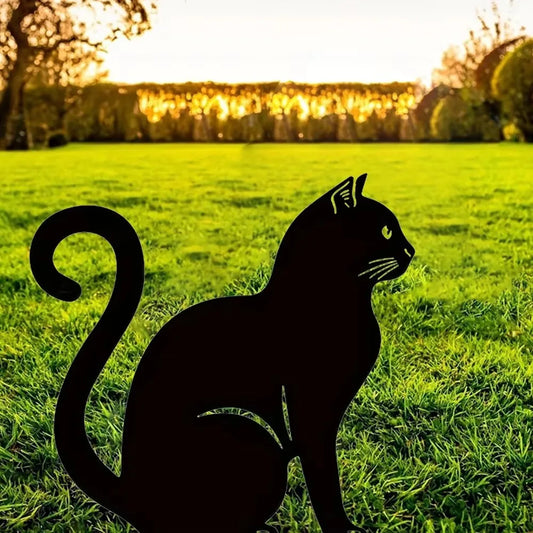 Cat Family Garden Stakes Decorative Cute Cat Garden Decorative Silhouette Animal Outdoor Statues For Cat Yard Garden Lawn