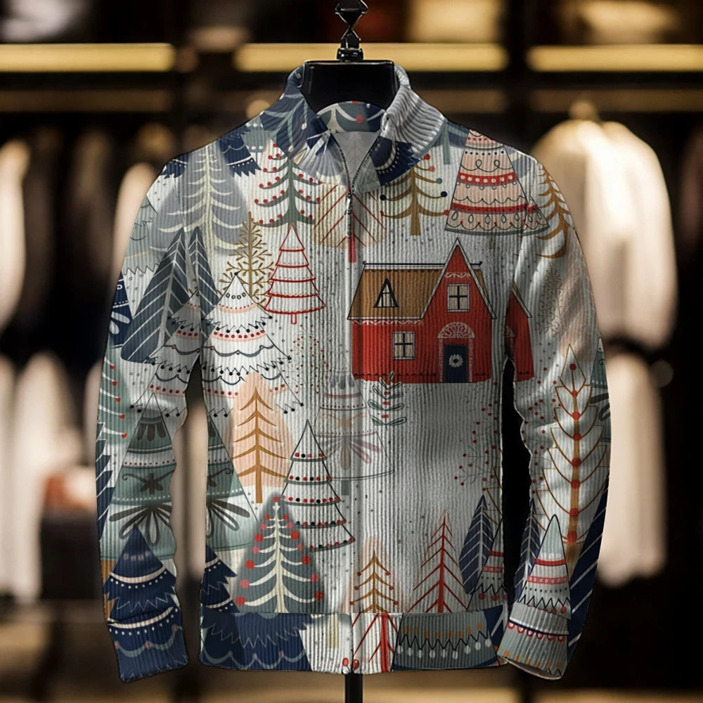 2024 Men’s Casual Christmas 3D Print Sweater Cardigan Loose Outerwear Coat, Winter Men’s Fashion Jacket, Casual Men’s Clothing