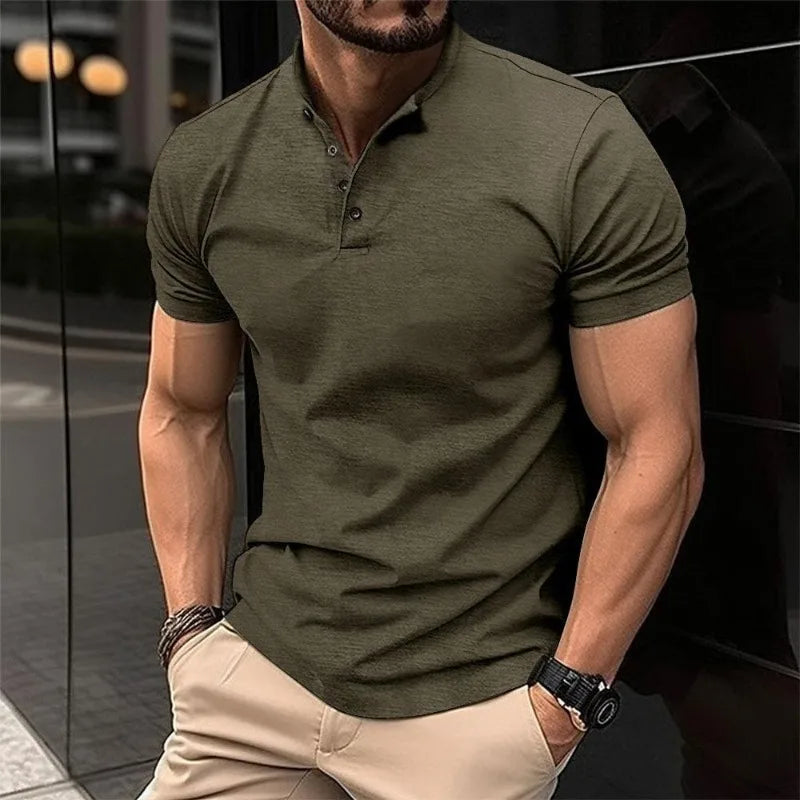 Summer Men's Pullover Lapel Button Solid Color Short Sleeve Tee T-shirt Polo Sweatshirt Vacation Fashion Office Lady Formal Tops