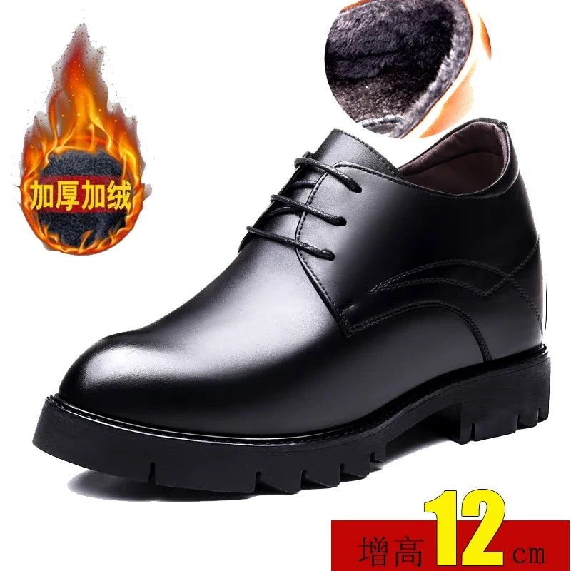 12cm genuine leather Men's Height-increasing Shoes Invisible Height-increasing   Elevator Shoes Business Casual Men Shoes
