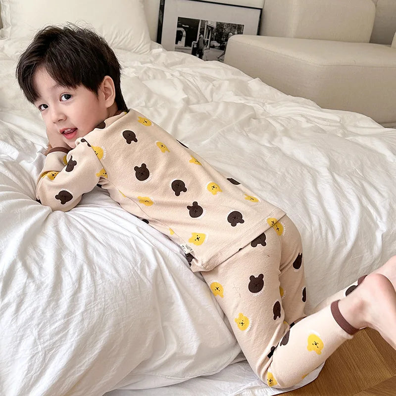 Children's Class A autumn and winter pajamas, boys and girls' wool stretcher home clothing, baby, small and large children's car