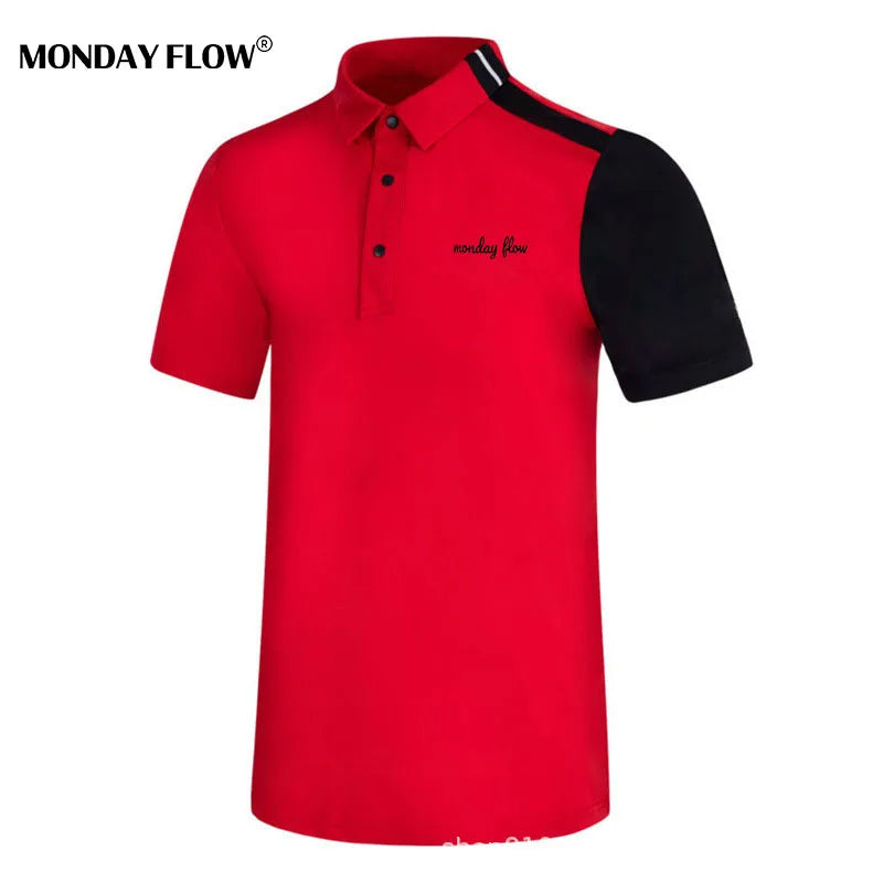 Monday Flow Summer Golf Wear Men's Short Sleeve Outdoor Sports Quick Drying Clothes Breathable Sweat Wicking T-Shirt Golf Shirts