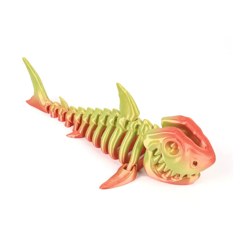 3D Printed Bony Shark Model Toys Animals Figurines Multi-Jointed Fishbowl Setting Decorative Desktop Ornament Kids Novelty Gifts