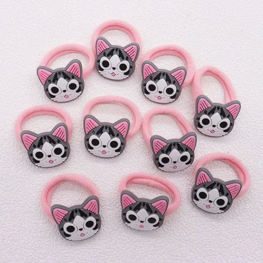 2Pcs Cute Animal Cat Hair Accessories Children Rubber Bands Scrunchies Elastic Hair Bands Girls Headband Decorations Ties Gum