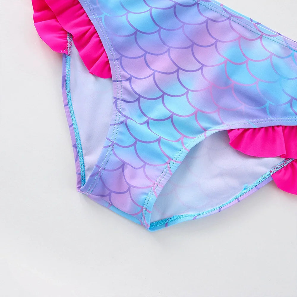 The Little Mermaid Girls Swimsuit One-Piece Bathing Suit Children Dresses Summer Swimwear Beach Suit Kid Wear Mermaid Fish Scale
