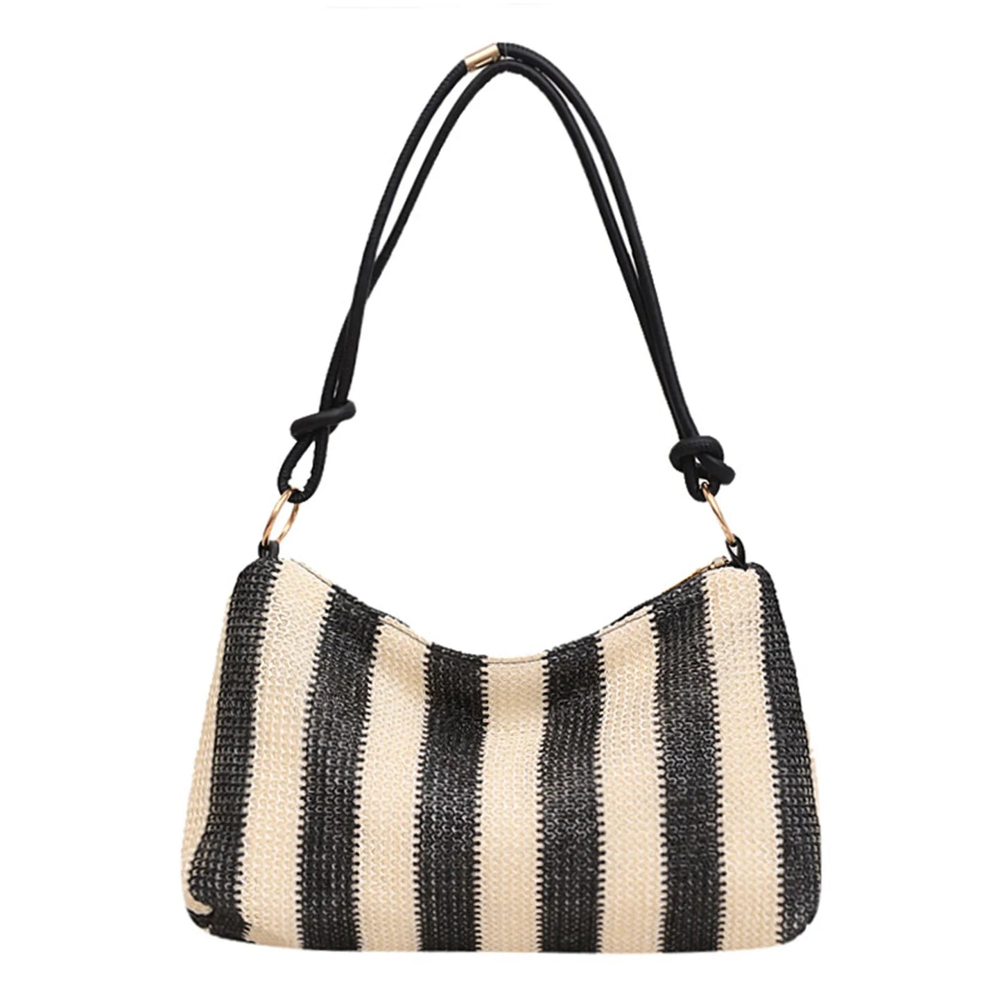 Straw Bags For Women Summer Fashion Striped Shoulder Bag Trendy Straw Purses And Handbags Ladies Beach Holiday Shopping Bags
