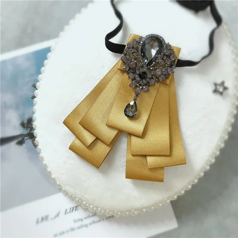 Men's Wedding Bow Ties Women's Accessories British Korean Business Banquet Formal Dress Shirt Rhinestone Ribbon Bow-tie Gifts mon