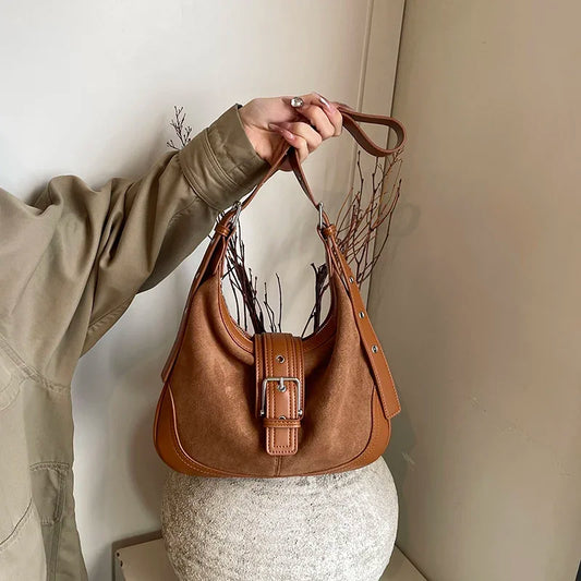 Retro Frosted Large Bag for Women 2024 New Autumn and Winter Niche Versatile Casual Crossbody Bag Large Capacity Commuting Bag