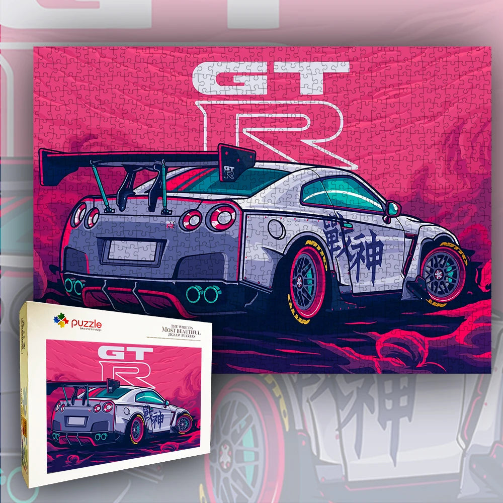 Jigsaw Puzzle 1000 Pieces White Card Paper Assembling Car Models Ducational Lntellectual Decompressing Children Dine Party Gift