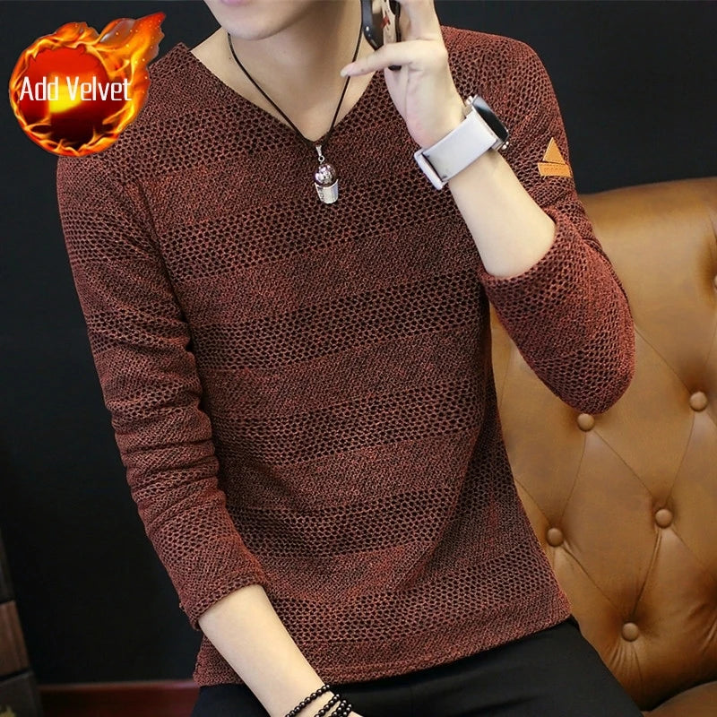 Knit Sweater Male No Hoodie Men's Clothing Red Pullovers Icon V Neck Sale Classic Street Elegant Pull Oversize Korean Fashion A