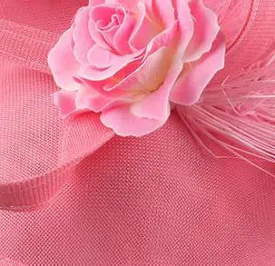 Wedding Fascinators Hot Pink Headpiece Mesh Headwear Wedding Party For Bride Hair Accessories Ladies Formal Dress Fedora Caps