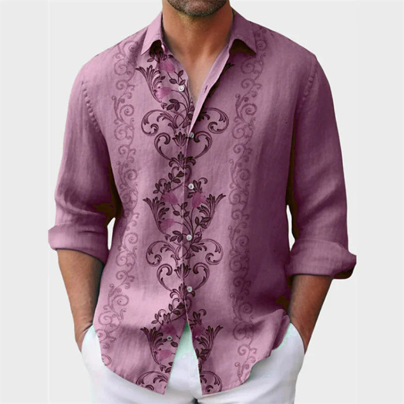 6 -color men's shirt printed  button long -sleeved clothing shirt mon