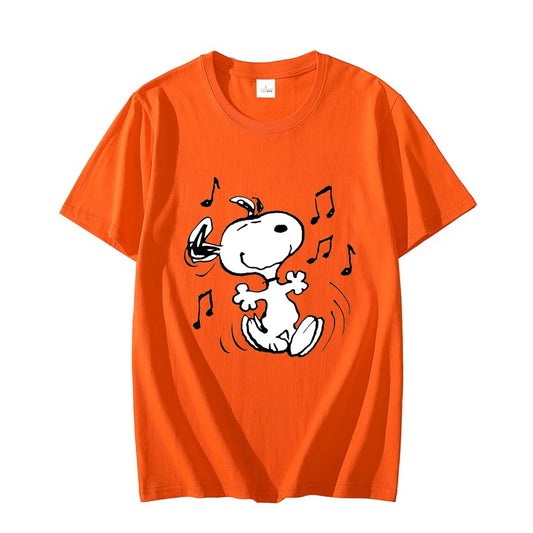 Snoopy!!! the Musical Men T-shirt Summer Short Sleeve Women Tee Shirts 100% Cotton 2025 New Fashion Couple Clothes Tops