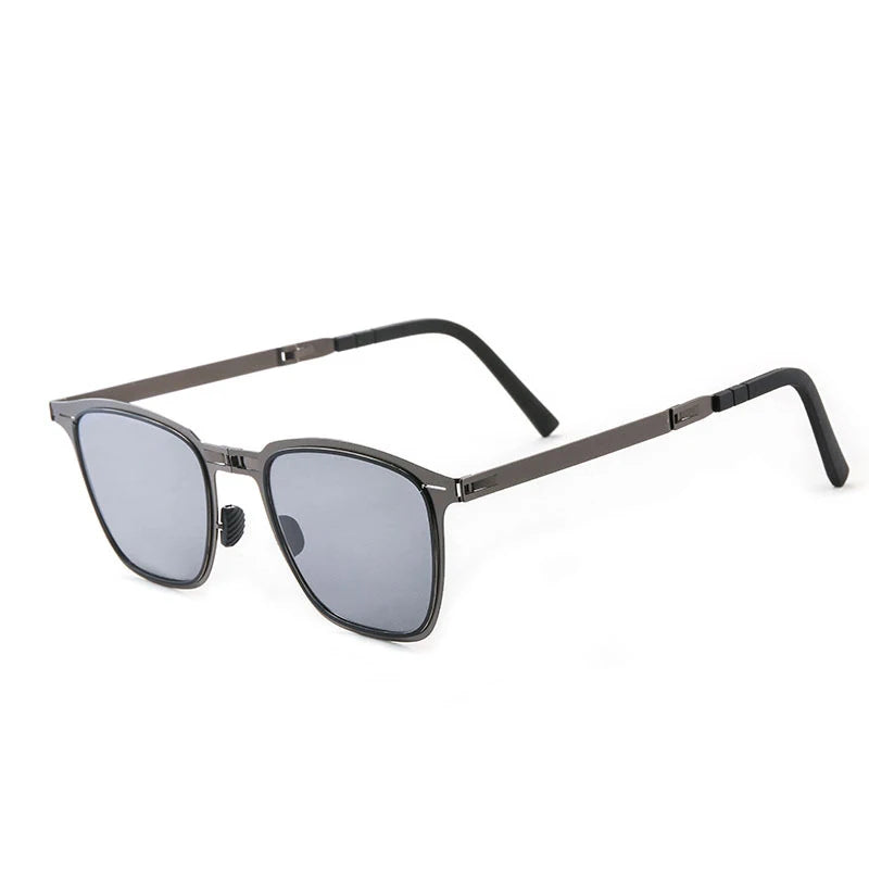 1PC Portable Fishing Polarized Retro Square Sunglasses HD Fashionable New Ultra Light Stainless Steel Folding Sunglasses