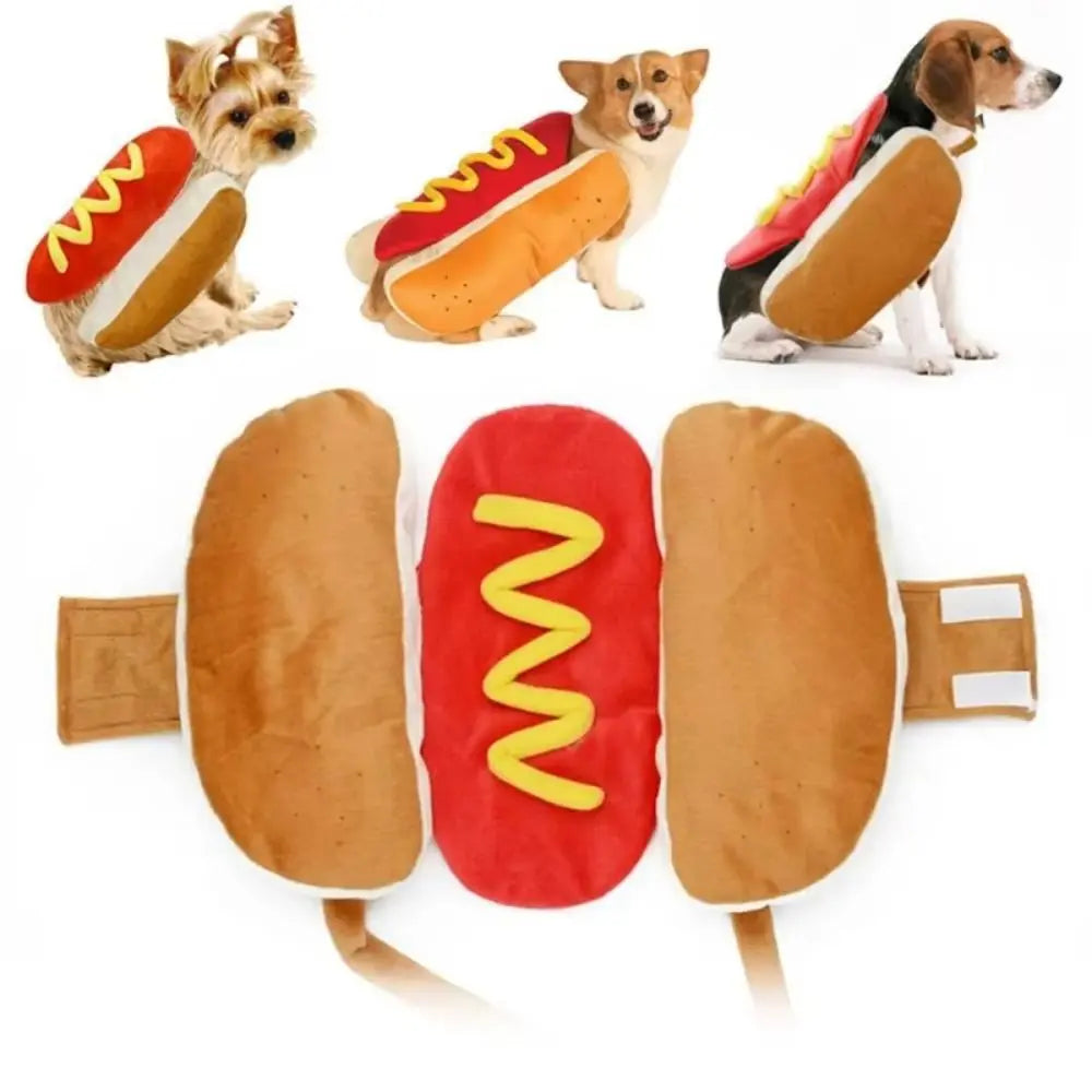 New Funny Halloween Dog Costumes Dachshund Sausage Hot Dog Shaped Pet Apparel Dog Christmas Costume Gift Cat Party Costume Suit
