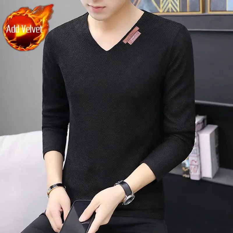 Knit Sweater Male No Hoodie Men's Clothing Red Pullovers Icon V Neck Sale Classic Street Elegant Pull Oversize Korean Fashion A