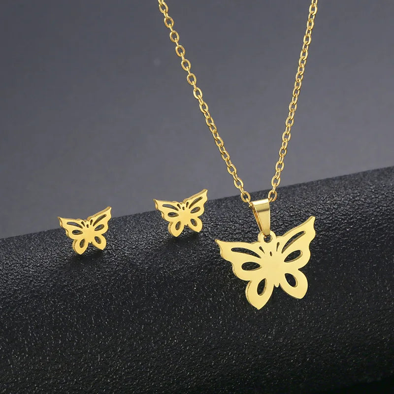 10 PiecesHip Hop Personalized Accessories Stainless Steel Necklace Fashion Jewelry Set for Women Smooth Geometric Design