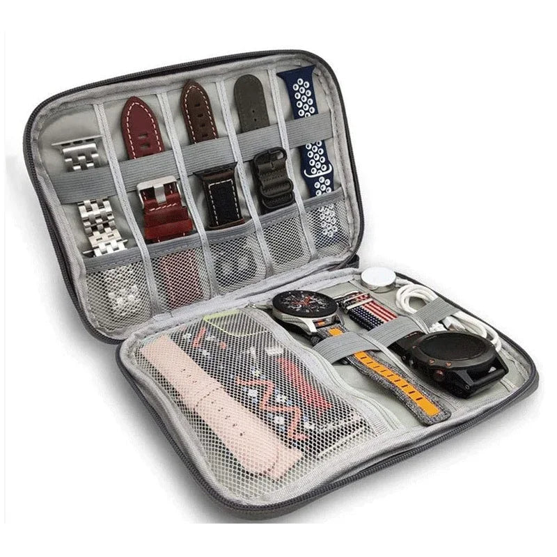 Uhrenarmband-Box für Apple Watch-Armbandetui, Datenkabel, Reise-Smartwatch-Armband-Aufbewahrungstasche, Uhren-Organizer 