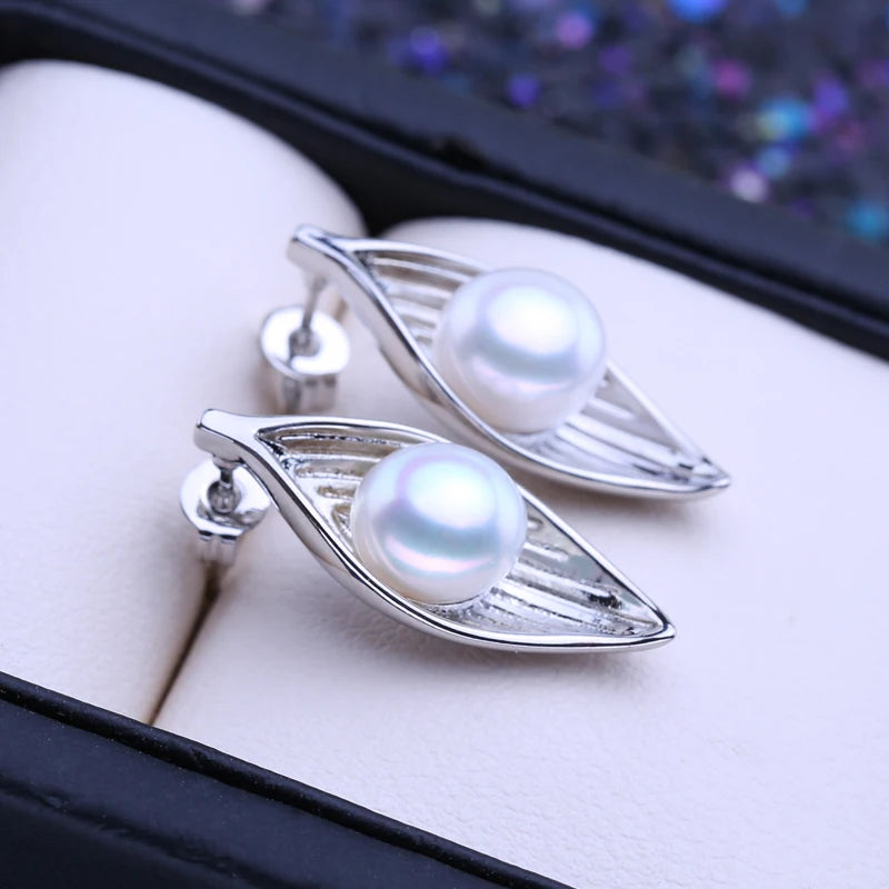 FENASY Genuine Natural Freshwater Pearl Stud Earrings 925 Sterling Silver Party Jewelry Elegant Gifts For Women Wholesale