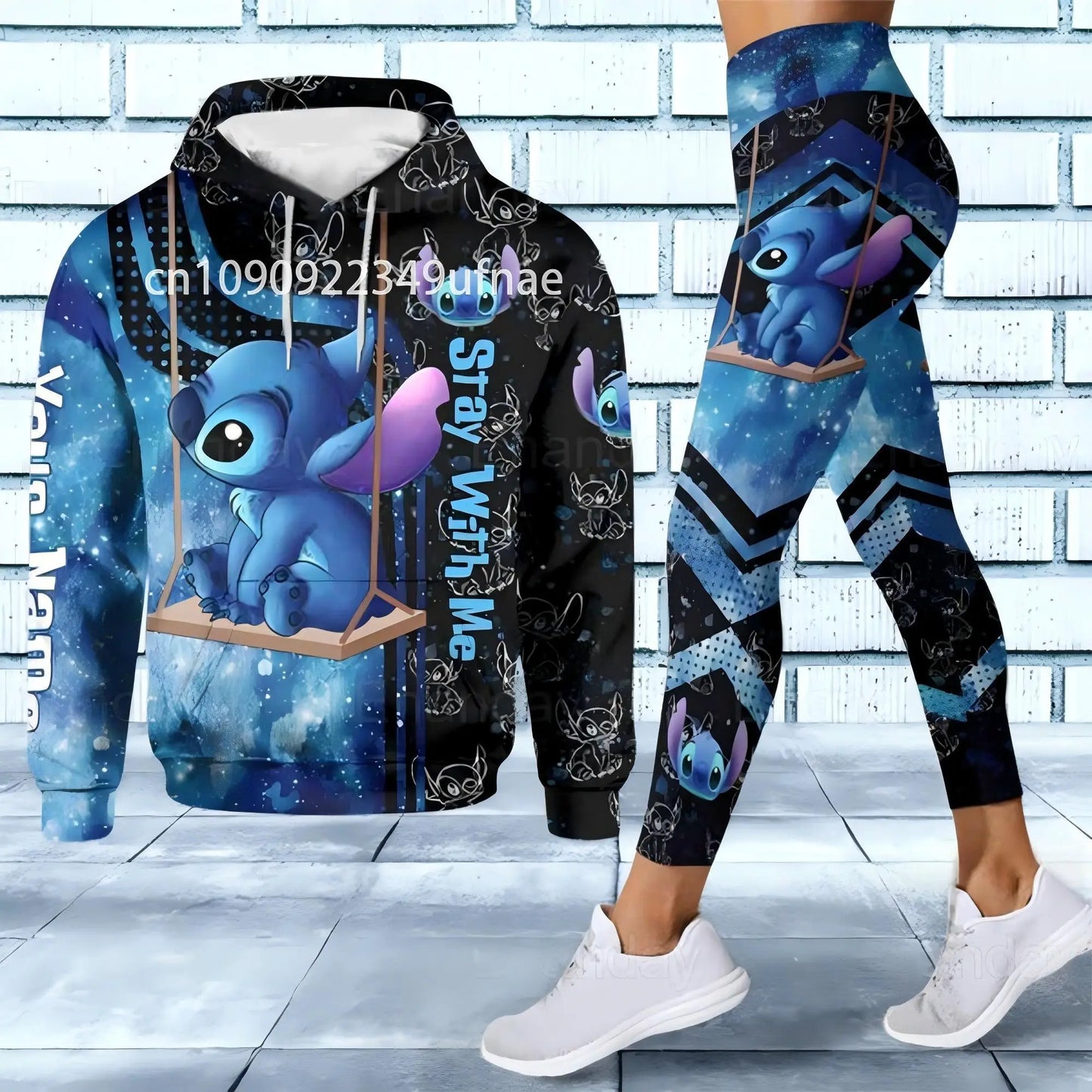 2025 Disney 3D hoodie sports yoga pants Stitch Fashion Women's tracksuit 3D