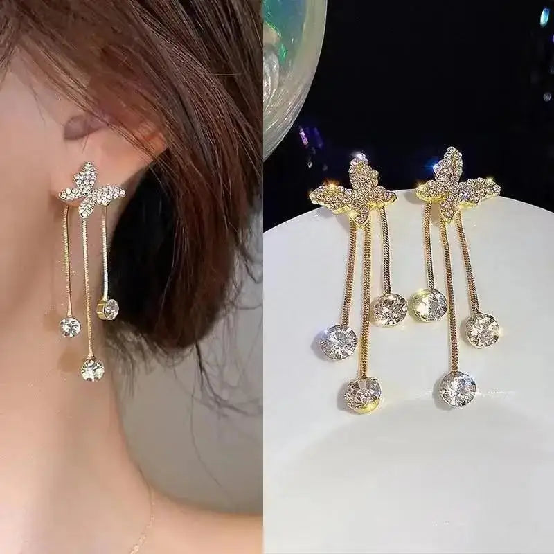925 Silver Needle Korean Fashion Crystal Heart Earrings For Women Jewelry 2024 Trending Women's Red White Pearl Drop Earrings