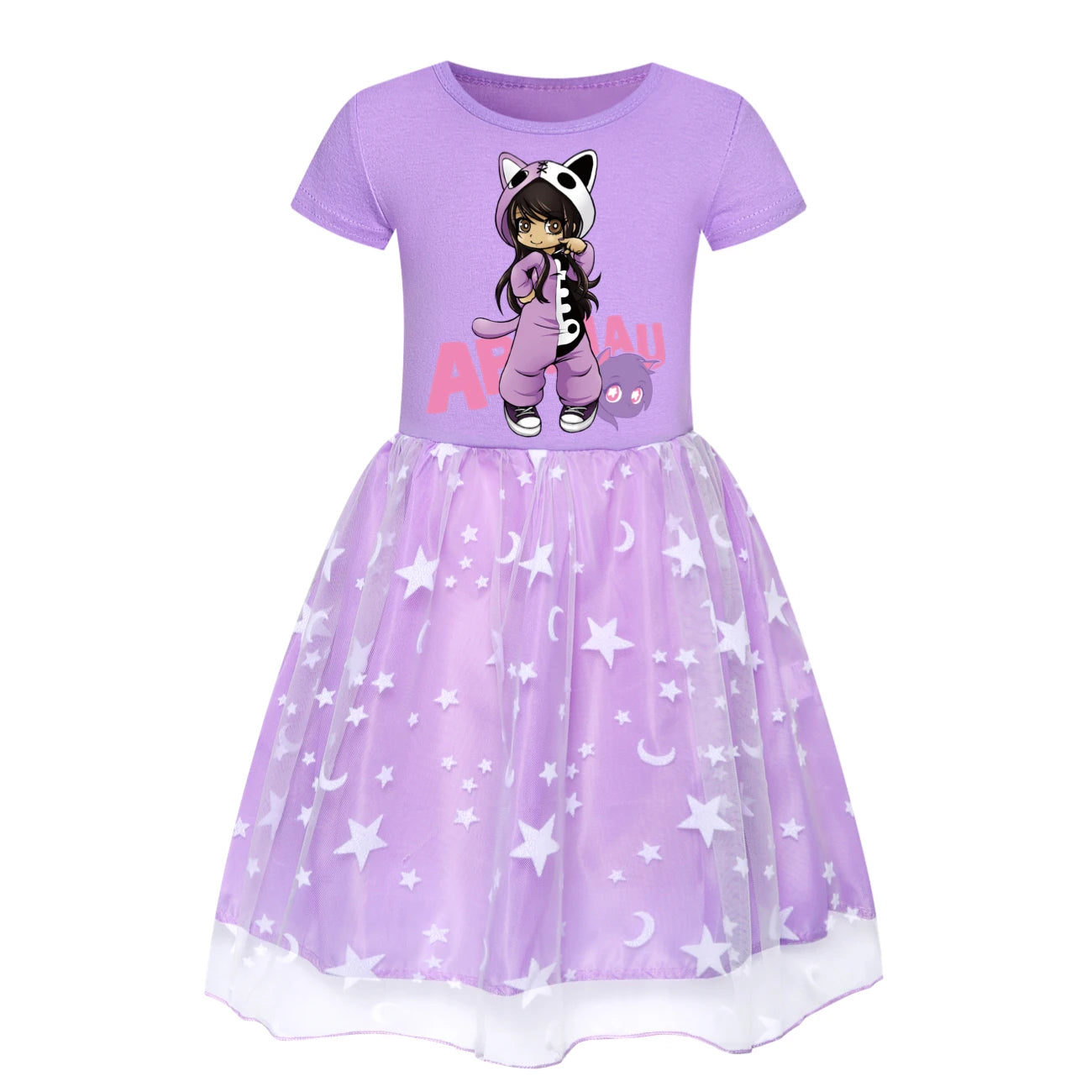 Anime Aphmau Dress Kids Cute Short Sleeve Clothes for Baby Girls Kawaii Casual Dresses&small Bag Children Summer Holiday Outfits