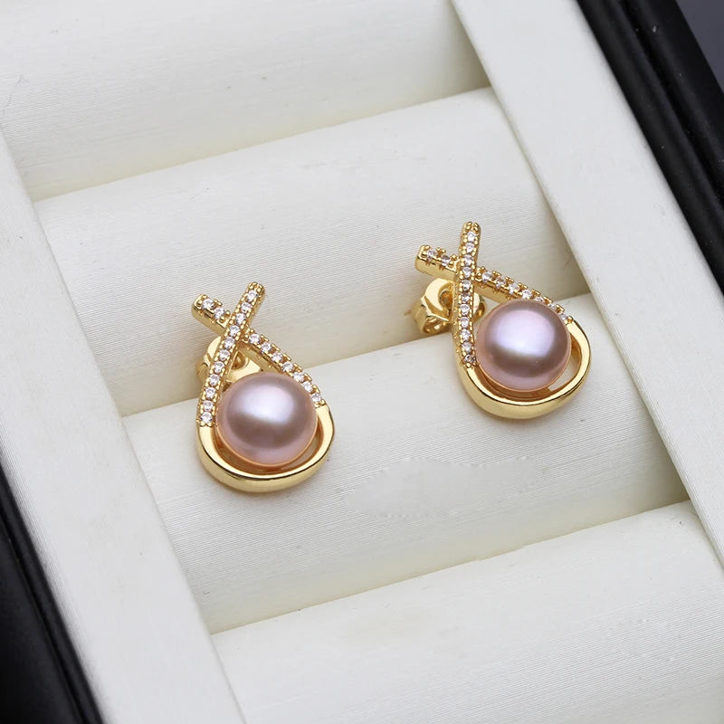 2023 New Natural Pearl Earrings For Woman,Trendy Pearl Earrings Mother Wife Birthday Gift White Black