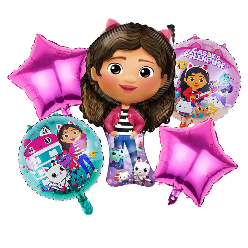بالونات زينة عيد الميلاد على شكل قطط من Gabby Dollhouse، بالونات هيليوم من رقائق الألومنيوم لحفلات استقبال المولود، مجموعة ألعاب للبنات من Globos 