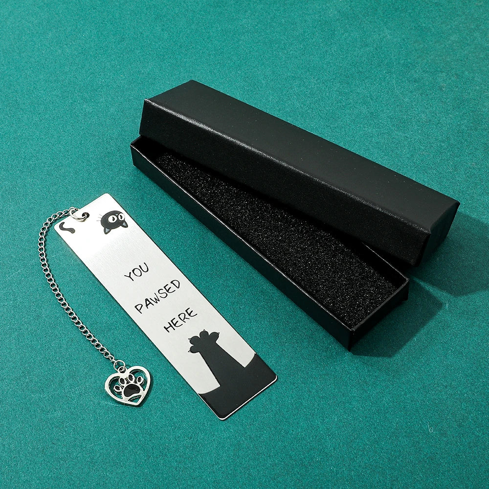 Cute Kitten Bookmark: "You Stop Here" - Stainless Steel Pendant - Perfect Gift for Cat Enthusiasts and Book Enthusiasts