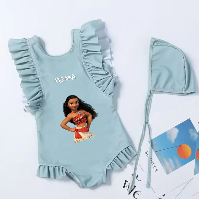 Moana Cartoon Toddler Baby Swimsuit One Piece Children Swimwear Kids Girl Bathing Suit Swim Shirts for Surfing Beach Wear Outfit