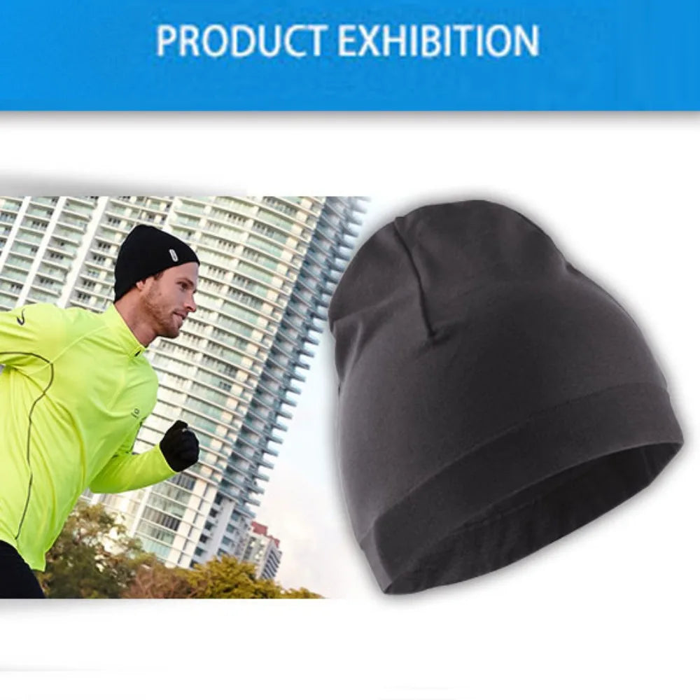 Solid Color Winter Running Hats Skullcaps Windproof Sport Cap Running Winter Quick Drying Sweat Absorption Sport Bonnet