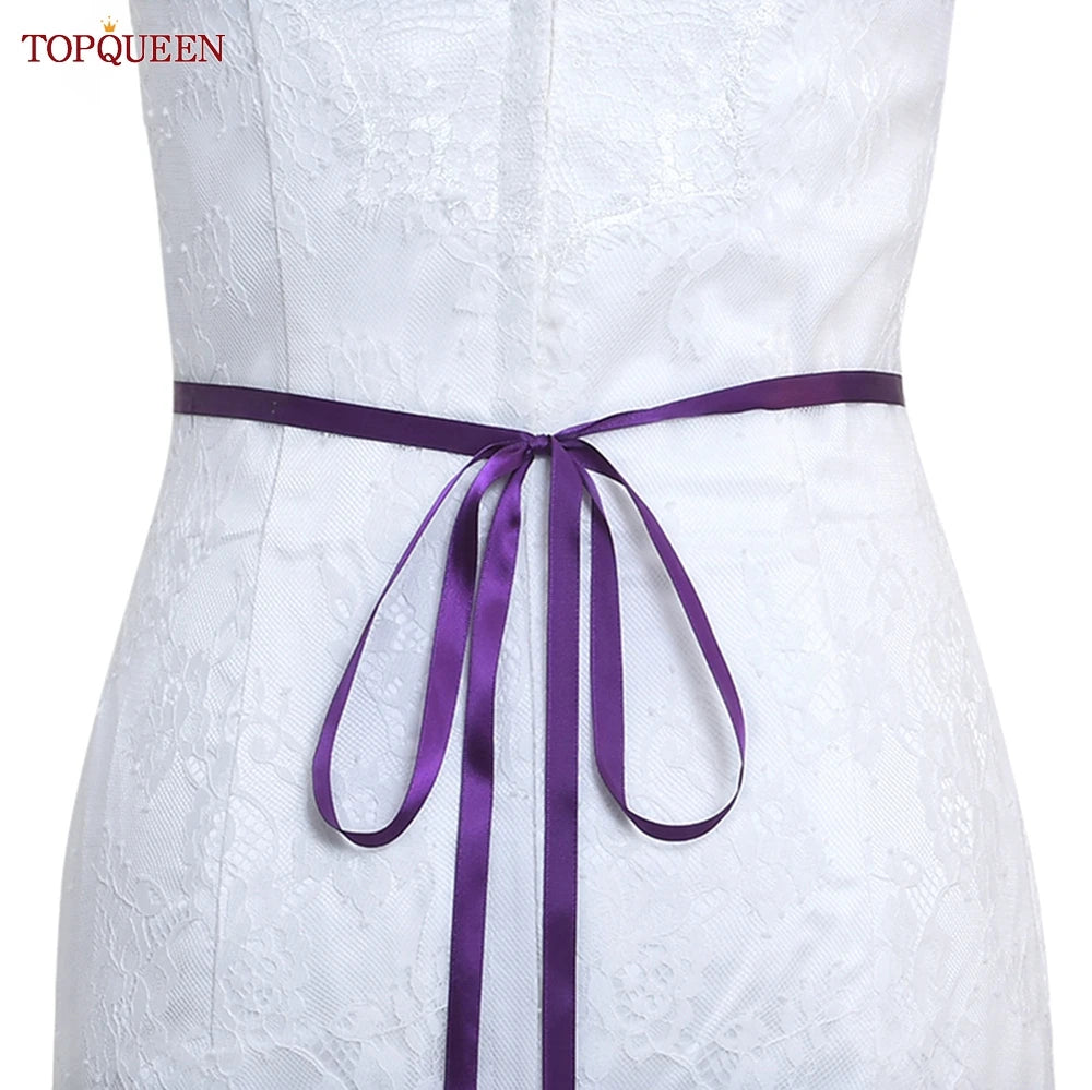 TOPQUEEN Wholesale Wedding Accessories Silver Rhinestone Bridal Thin Belt Formal Dress Waist Decoration Bridesmaid Belt S386