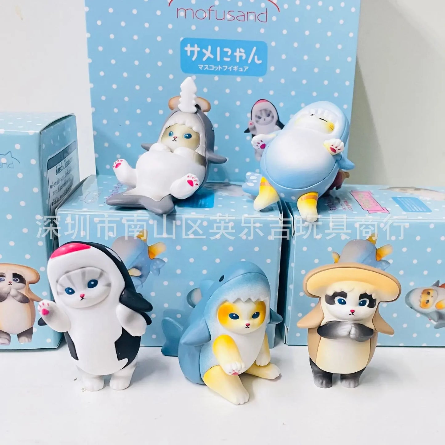 Eikoh Egg Box Blind Box Mofusand Cat Shark Illustration Designer Shark Cat Collection Model Scenery 5 Decorations For Kid's Gift