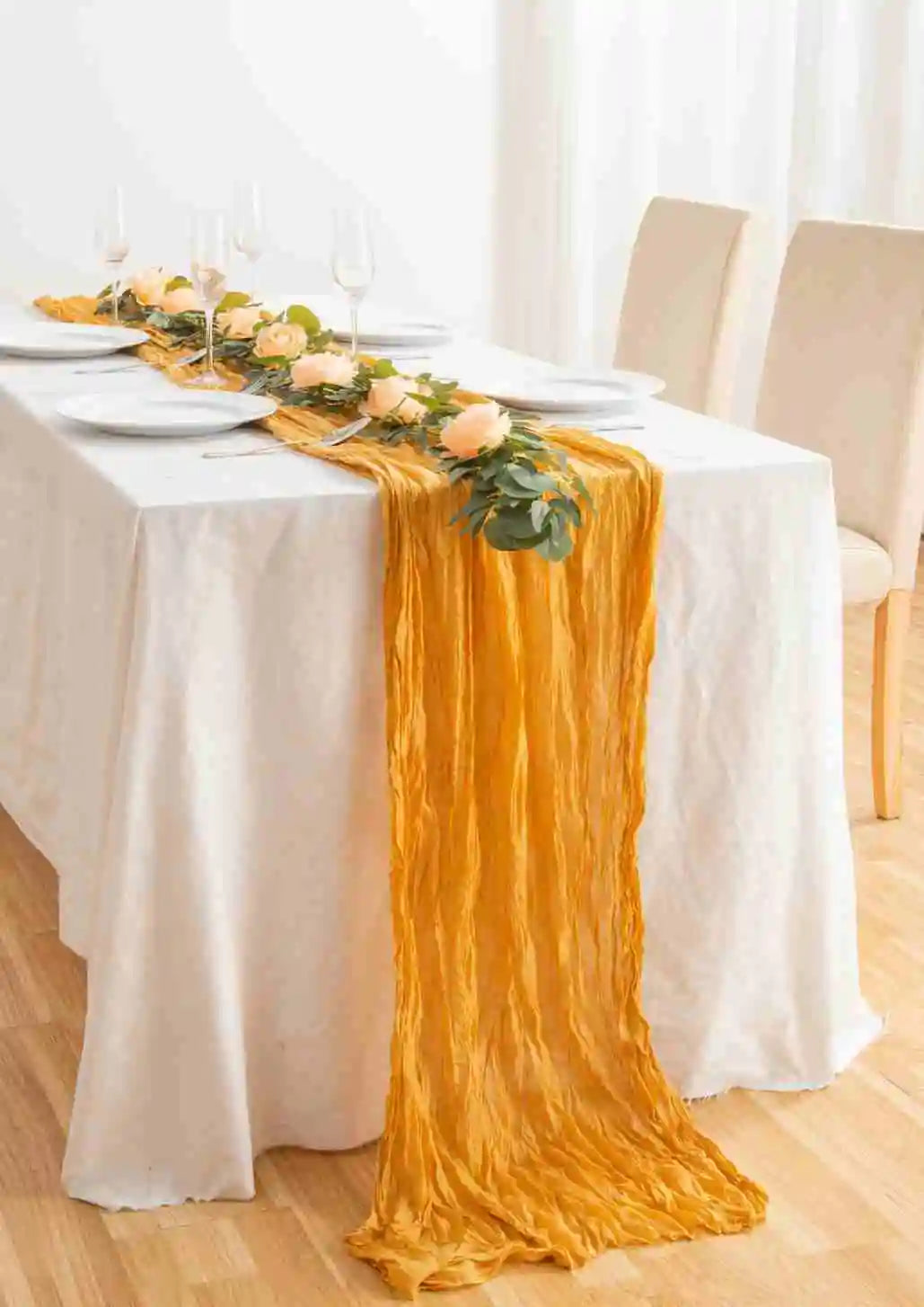 Eightree 2025 Knit Cloth Table Runner Wedding Birthday Party Banquet Decoration Gauze Fabric Voile Table Cloth Twist Table Cover