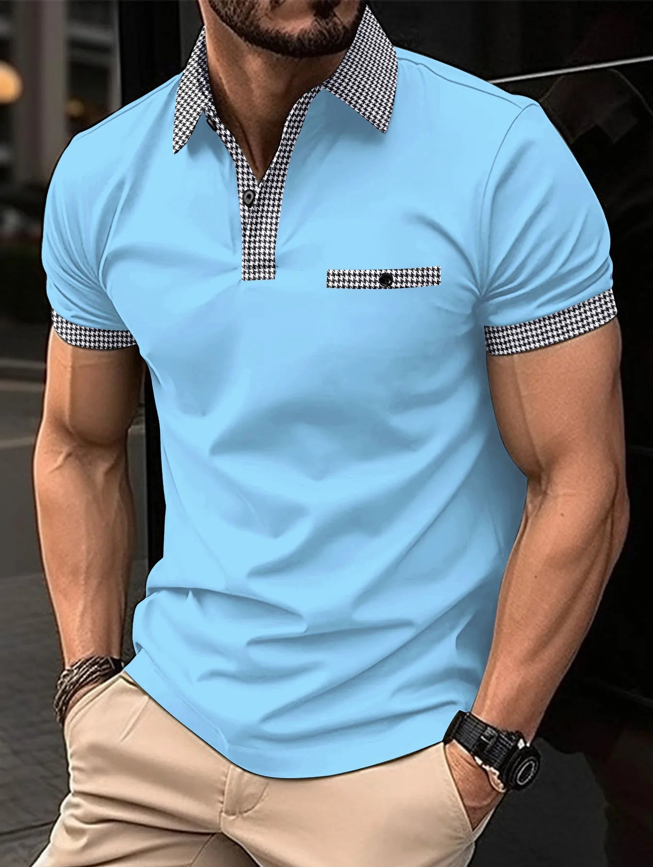 2023 Summer New Men's Casual Short-Sleeved Polo Shirt Trip Fashion Lapel T-Shirt Men's Breathable Polo Shirt Men's Clothing