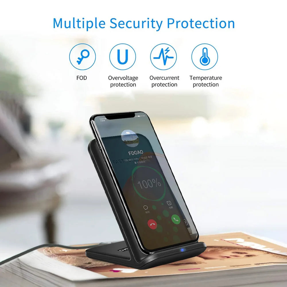 حامل هاتف مكتبي شاحن لاسلكي بقوة 30 وات لهاتف iPhone 15 14 13 12 Pro 11 XR حامل شحن لهاتف Samsung S24 S23 S22 S21 