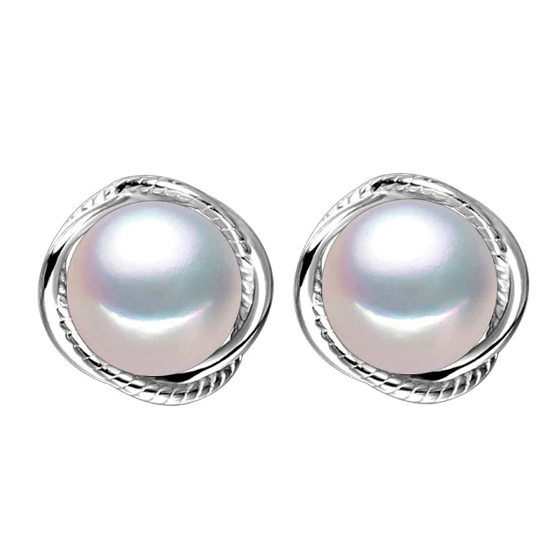 FENASY Genuine Natural Freshwater Pearl Stud Earrings 925 Sterling Silver Party Jewelry Elegant Gifts For Women Wholesale