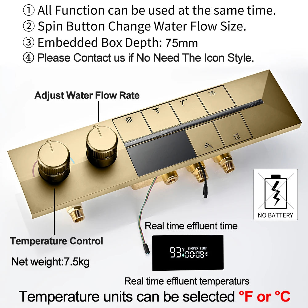M Boenn Emotional Appeal Paar Musik Spa Doppelter Regenduschkopf Badezimmer Duschsystem Druckknopf Typ Thermostat Armaturen 