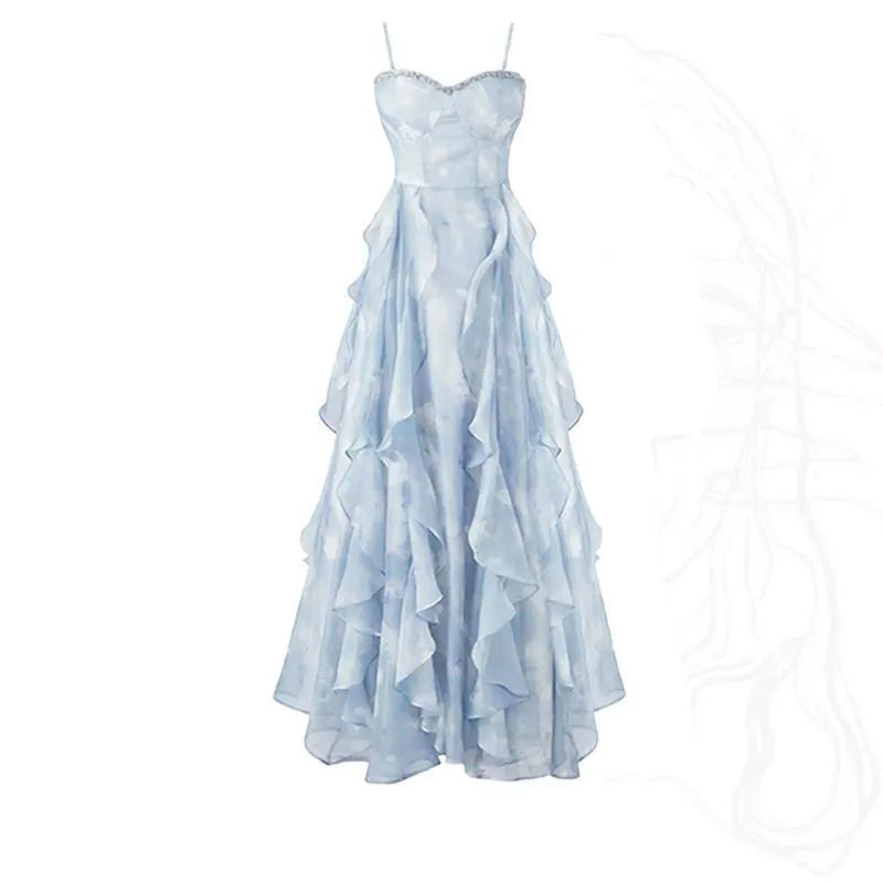 2024 Women's Autumn New Fashion Dress Matching Set Korean Elegant Short Irregular Long Sleeve Top+Strap Skirt Two Piece Suit