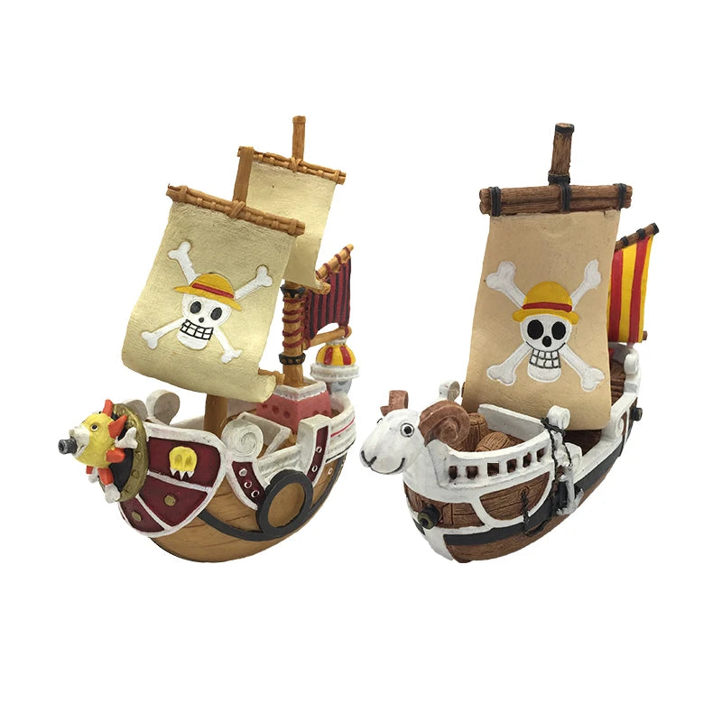 One Piece Anime Figure Meri Pirate Ship Model Toy Fish Tank Landscaping Decorated Pirate Ships Climbing Pet Box Landscaping