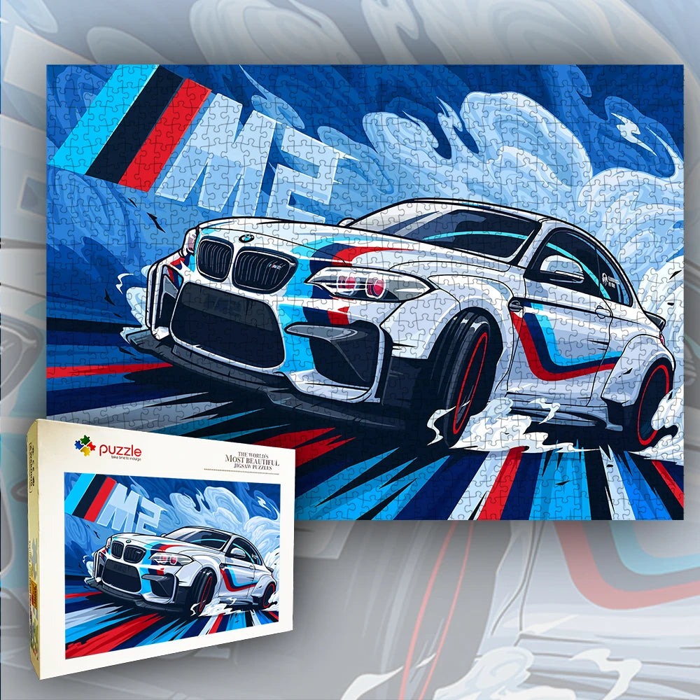 Jigsaw Puzzle 1000 Pieces White Card Paper Assembling Car Models Ducational Lntellectual Decompressing Children Dine Party Gift
