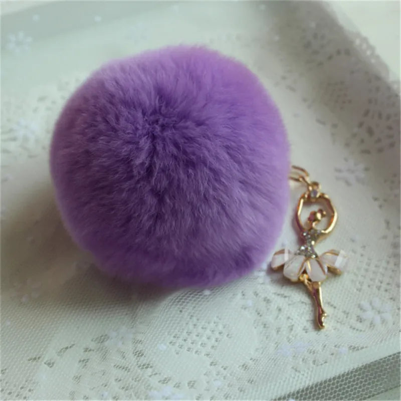 Car Women handBag Key Chain Fashion Pearl Chain Crystal Bottle Bow Pompom Keychain Fluffy Puff Ball Keychains Jewelry