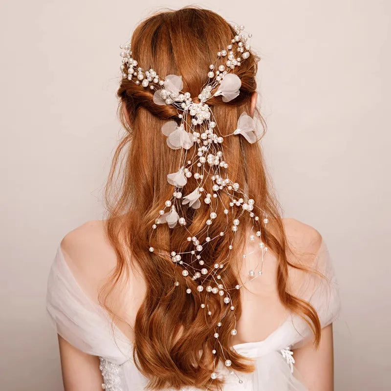 Pearl Flower Bow Headband Tiara Party Wedding Headband Hairband Bridal Wedding Hair Accessories Jewelry Headband Tiara