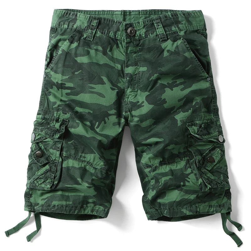 US Size Mens Summer Cotton Camouflage Loose Cargo Shorts Fashion Casual Multi-pocket Short Pants Male Loose Military Camo Shorts