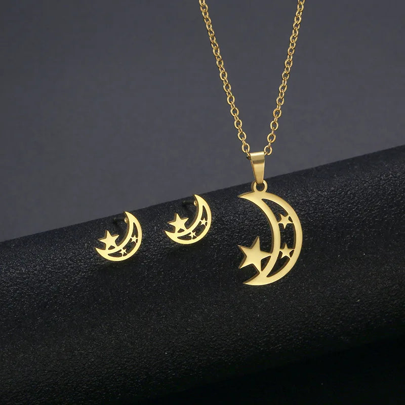 10 PiecesHip Hop Personalized Accessories Stainless Steel Necklace Fashion Jewelry Set for Women Smooth Geometric Design