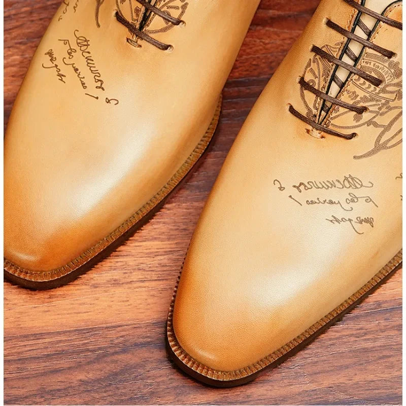 2025 Luxury Brand Men Leather Shoes Lace Up Pointed Toe Mixed Colors Brogues Oxford Mens Dress Shoes Wedding Office Shoes Men