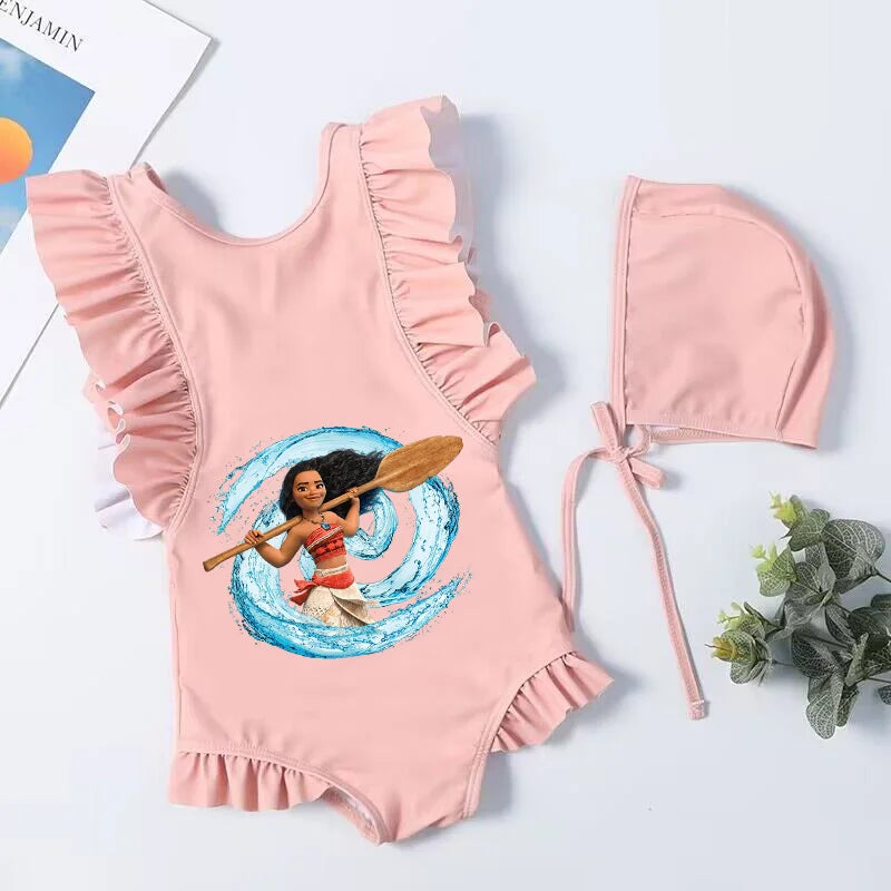 Moana Cartoon Toddler Baby Swimsuit One Piece Children Swimwear Kids Girl Bathing Suit Swim Shirts for Surfing Beach Wear Outfit
