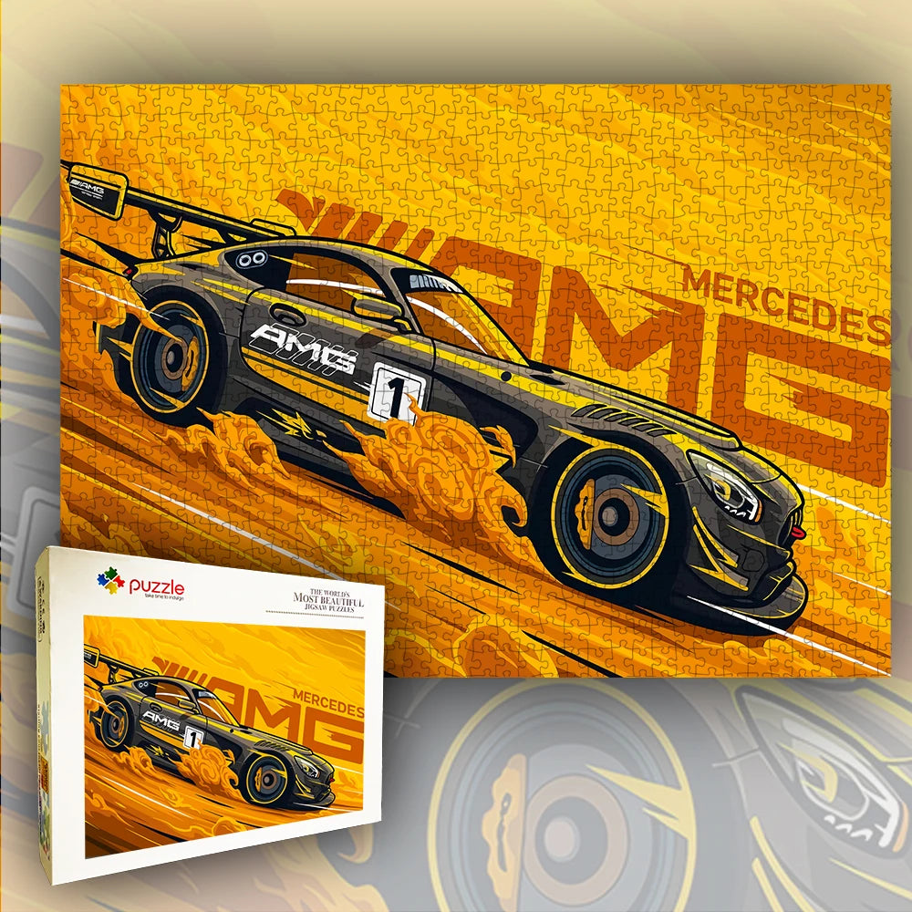 Jigsaw Puzzle 1000 Pieces White Card Paper Assembling Car Models Ducational Lntellectual Decompressing Children Dine Party Gift