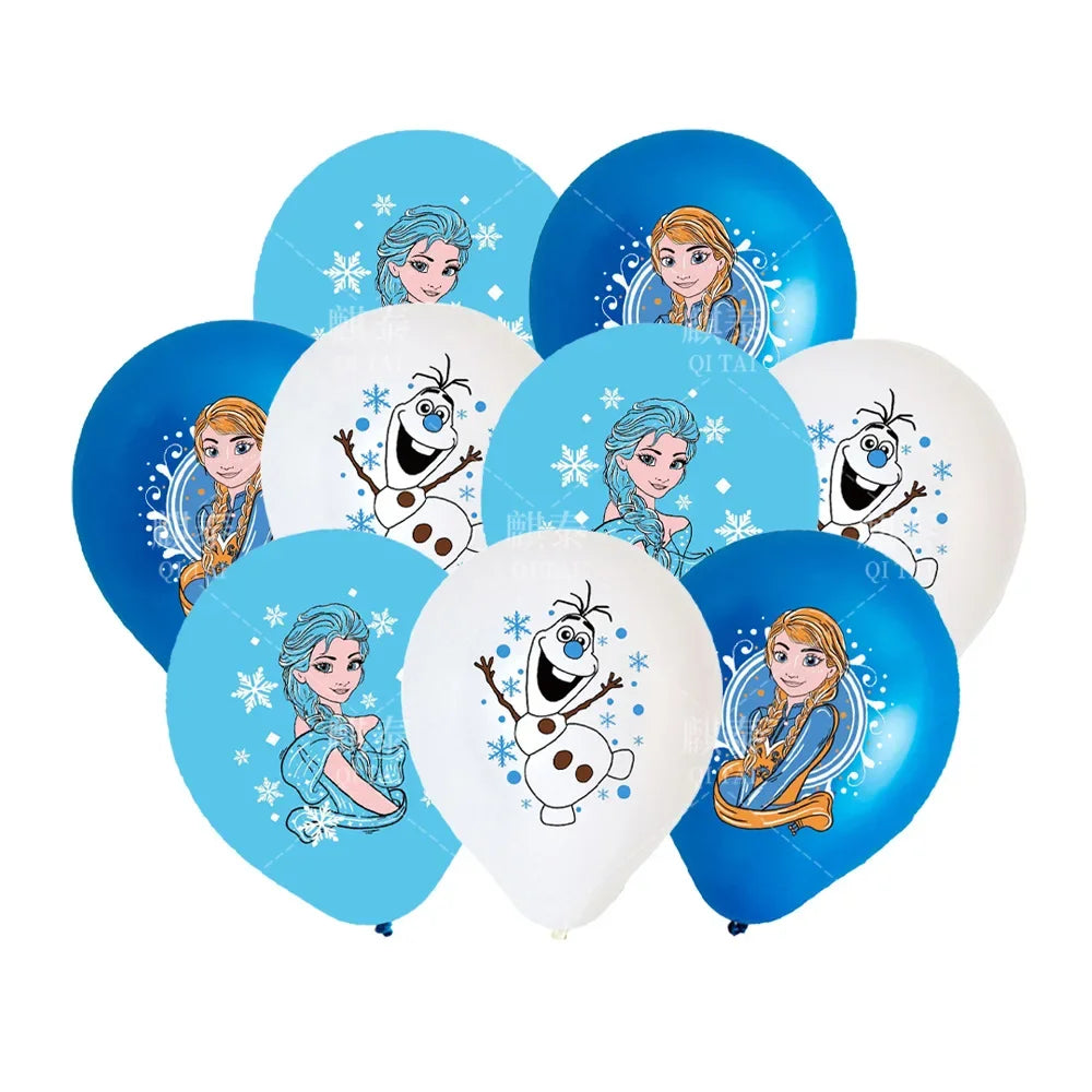 10 قطع من بالونات اللاتكس بمقاس 12 بوصة على شكل ملكة الثلج من Frozen لتزيين حفلات أعياد الميلاد للفتيات، ألعاب للأطفال، لوازم حفلات استقبال المولود الجديد 