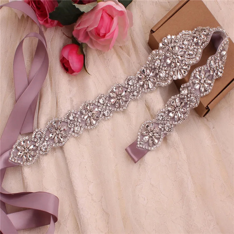 Crystal bridal belt with ribbons, handmade silver wedding belt, cookie patient belt for wedding evening dresses